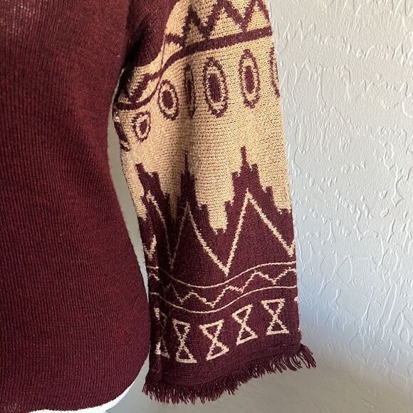 Vintage The Red Eye Southwestern Fringe Pullover Sweater Boho Casual Western - Picture 7 of 9